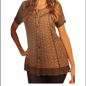 Sacred Threads Lg/Xl blouse.   218157.  RD/RD